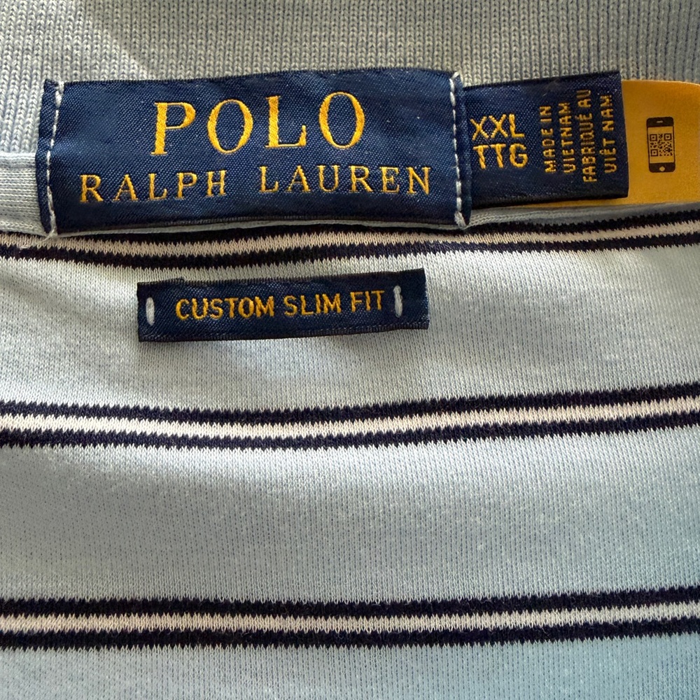 Polo Ralph Lauren Light Blue Polo with Navy Stripes